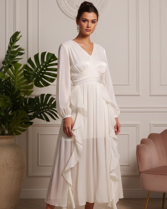 Vestido Midi Romântico com Renda – Estilo e Sofisticação